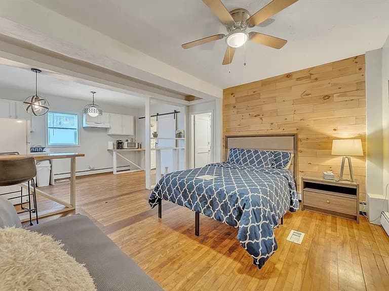 Short-term rental bedroom at 227 Chandler Street Worcester Airbnb operation